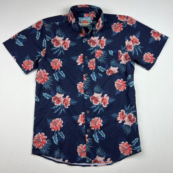Dixxon Shirt Mens Small Floral Hawaiian Button Up Cayman Short Sleeve Casual - Picture 1 of 6